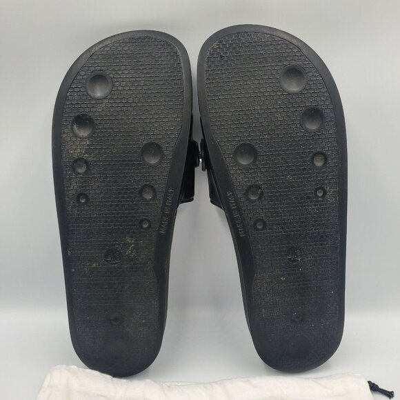 Size 10 Men\'s Moschino Couture Pool Slides Pvc Silver Lettering Black *WORN ONCE main image 4